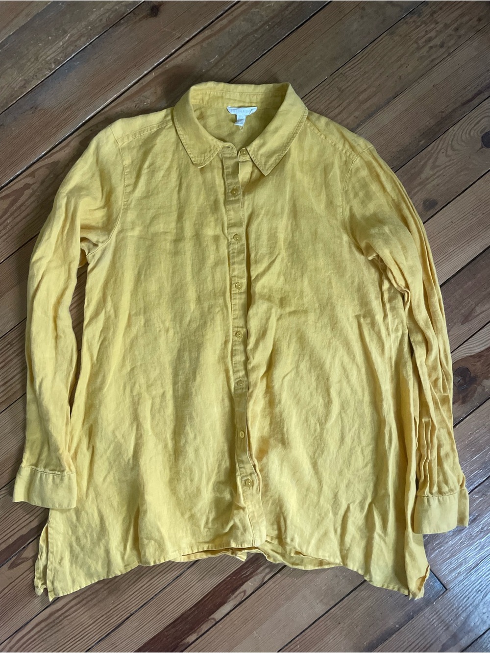 Eileen Fisher Sunlit Yellow Linen Top